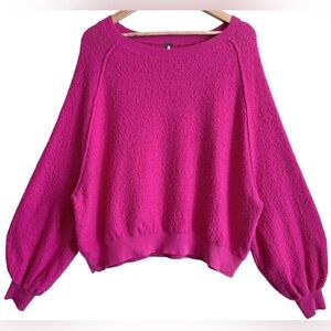 FREE PEOPLE Oversized Slouchy Boxy Baggy Textured Casual Pullover Sweater Sz S/P